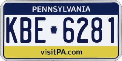 PA license plate KBE6281