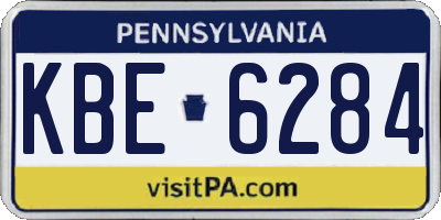 PA license plate KBE6284