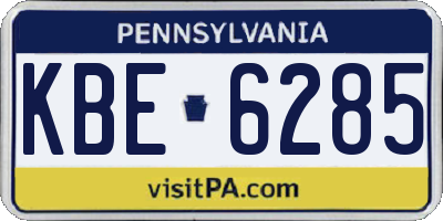 PA license plate KBE6285