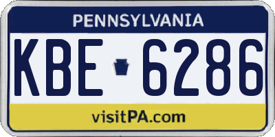 PA license plate KBE6286