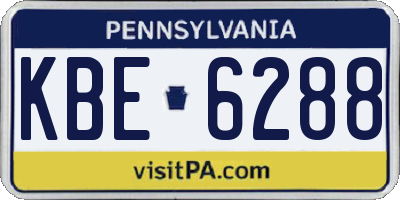 PA license plate KBE6288