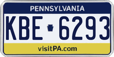 PA license plate KBE6293