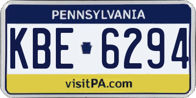 PA license plate KBE6294