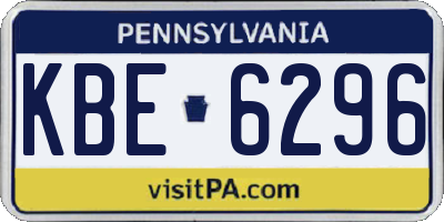 PA license plate KBE6296