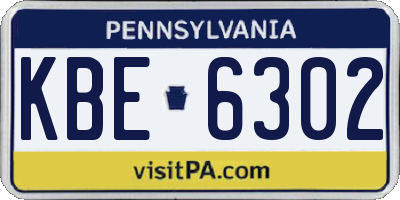 PA license plate KBE6302
