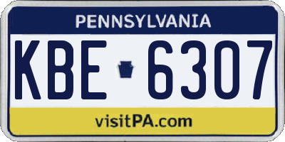 PA license plate KBE6307