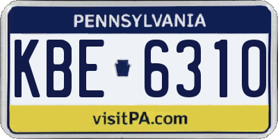 PA license plate KBE6310