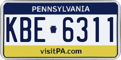 PA license plate KBE6311