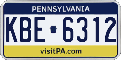 PA license plate KBE6312