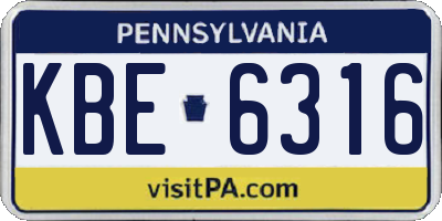 PA license plate KBE6316
