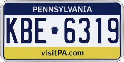 PA license plate KBE6319