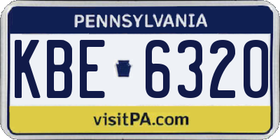 PA license plate KBE6320