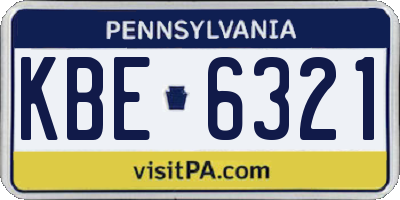 PA license plate KBE6321