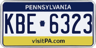 PA license plate KBE6323