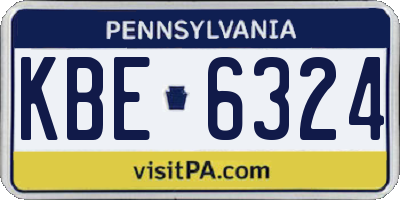PA license plate KBE6324