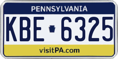PA license plate KBE6325