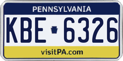 PA license plate KBE6326
