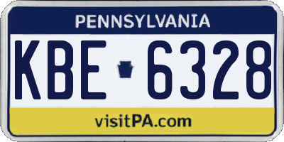 PA license plate KBE6328