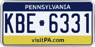 PA license plate KBE6331