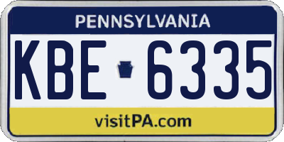 PA license plate KBE6335