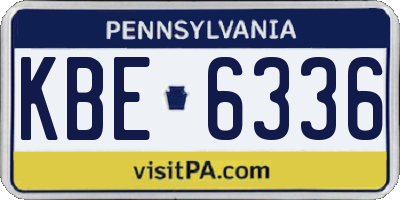 PA license plate KBE6336