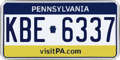 PA license plate KBE6337