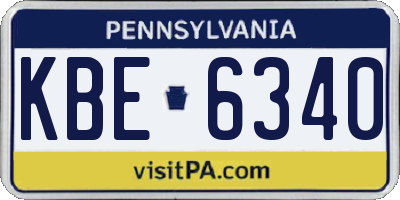 PA license plate KBE6340