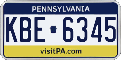 PA license plate KBE6345