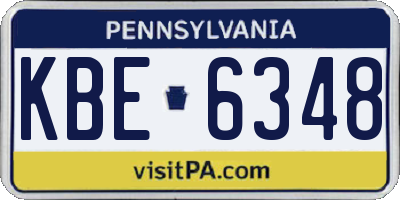 PA license plate KBE6348