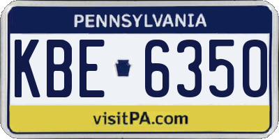 PA license plate KBE6350