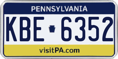 PA license plate KBE6352