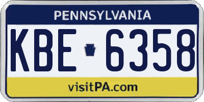 PA license plate KBE6358