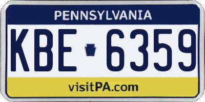 PA license plate KBE6359