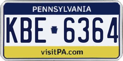 PA license plate KBE6364