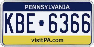 PA license plate KBE6366