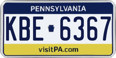 PA license plate KBE6367