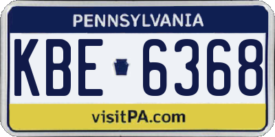 PA license plate KBE6368
