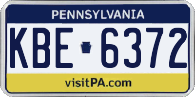 PA license plate KBE6372