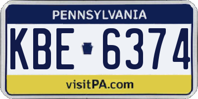 PA license plate KBE6374
