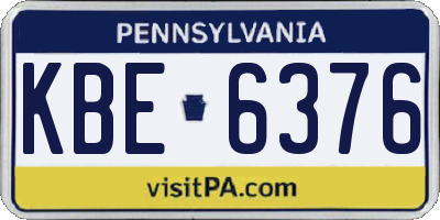 PA license plate KBE6376