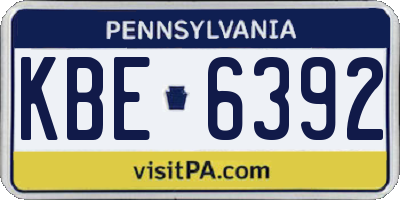 PA license plate KBE6392