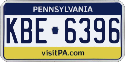 PA license plate KBE6396