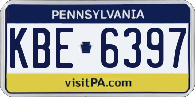 PA license plate KBE6397