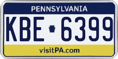 PA license plate KBE6399