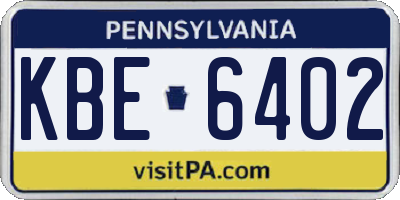 PA license plate KBE6402