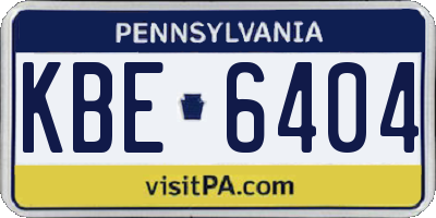 PA license plate KBE6404