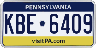 PA license plate KBE6409