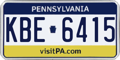 PA license plate KBE6415