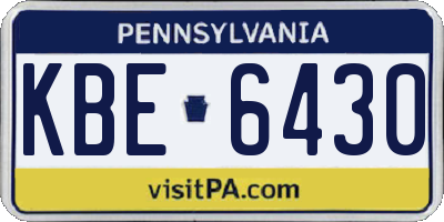 PA license plate KBE6430