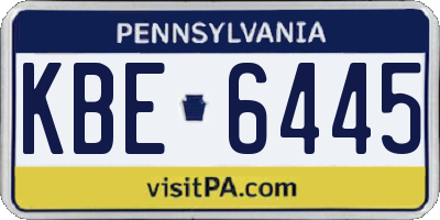 PA license plate KBE6445